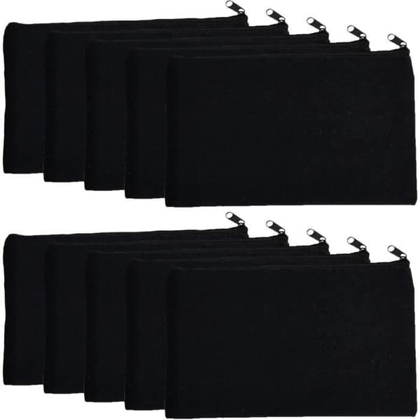 Makeuptaske - Noname - Sæt med 10 - Sort - Lærred - 12 cm x 21 cm