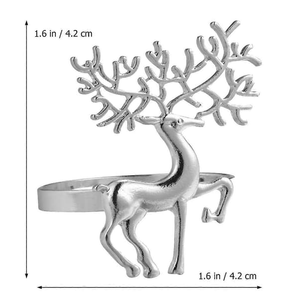 Jule servietring med hjortedesign, legering, 6 stk.