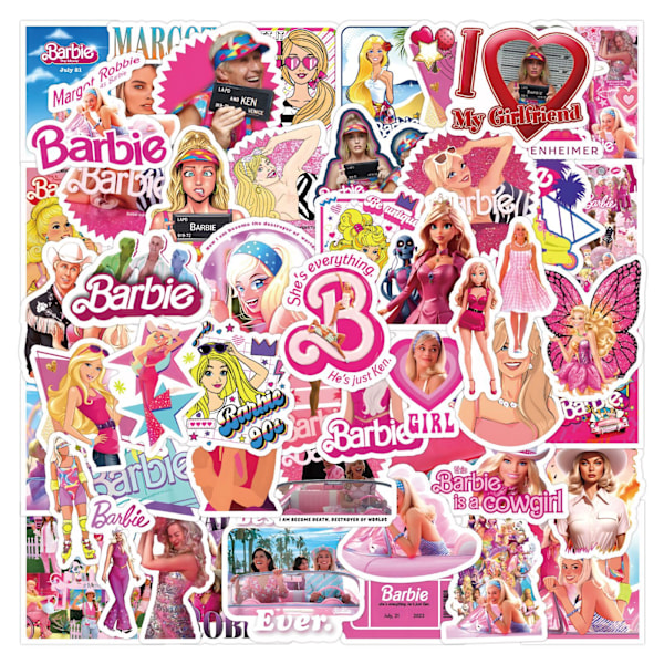 60 stk Barbie-klistremerker dekorative for laptop, bagasje, håndbok, vanntette klistremerker