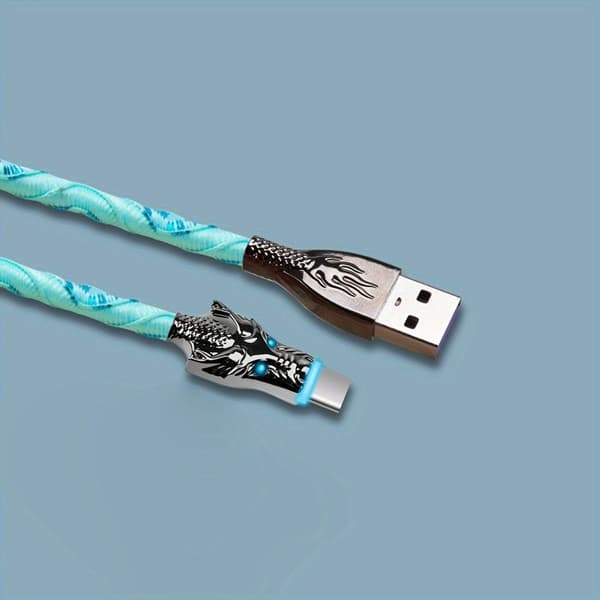 USB Type-C opladerkabel, egnet til forskellige typer mobiltelefoner, 100 cm foldbart opladerkabel - blå