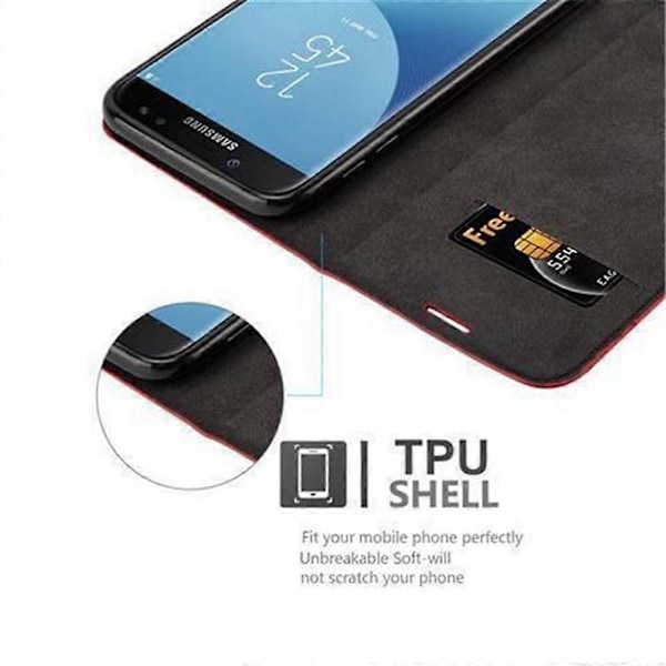 Galaxy J7 2017 -kotelo - Suojakotelo jalustatoiminnolla ja korttipaikalla APPLE RED Galaxy J7 2017