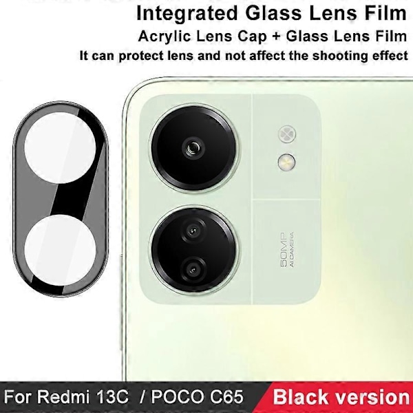 imak High Definition Integreret Glas Linse Film Sort Version Til Xiaomi Redmi 13C 4G / POCO C65 4G