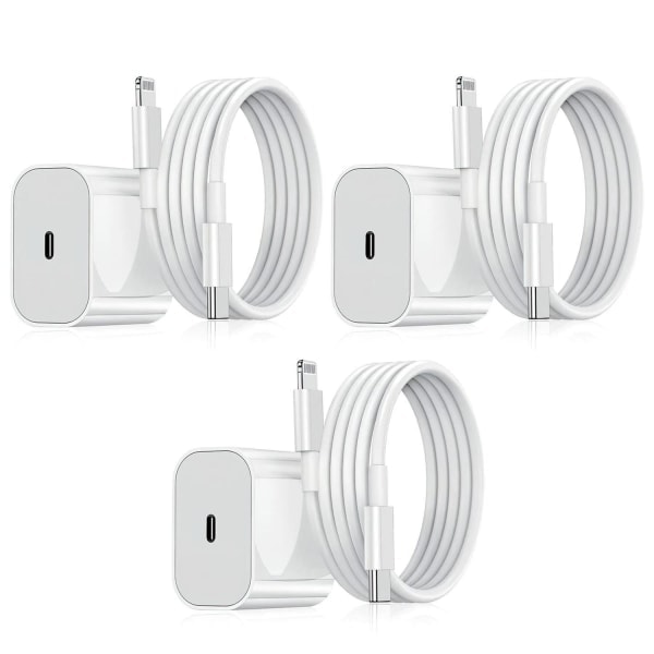 [KK]3-pack - Charger for iPhone - Fast Charger - Adapter + Cable 20W White one size iPhone 3-Pack iPhone（NT） 3-Pack iPhone 3-Pack 3-Pack iPhone