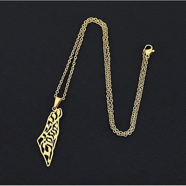 Två Halsband Palestina Karta Halsband Hänge för Kvinnor och Män Smycken (Guld och Silver)