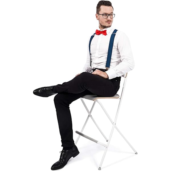 Miesten henkselit erittäin vahvoilla metalliklipsuilla, leveät 4 cm, kestävät henkselit, yksi koko sopii kaikille miehille ja naisille, säädettävät ja elastiset X-muotoiset (sininen)