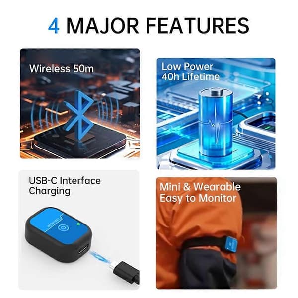 WT9011DCL-BT50 9-akset holdningssensor - Gyro, accelerometer, magnetometer og hældningsmåler med USB BT 5.0-adapter Blue