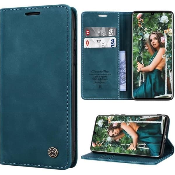 【SmartLegend】Huawei P30 Pro Bumperfodral Premium Läder Flip Plånboksfodral Blå