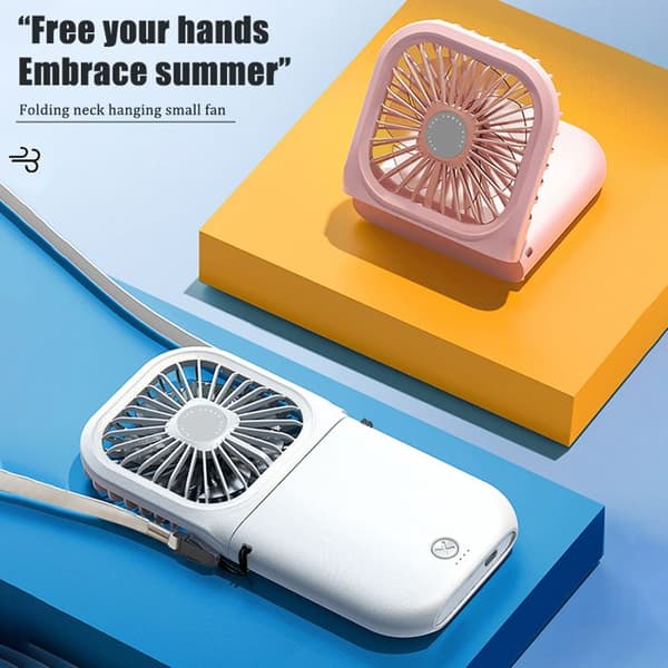 Mini sammenklappelig halsventilator - USB - Ultra bærbar - Lydløs - Multifunktionel - Sort