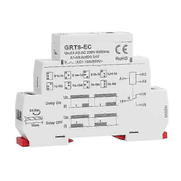 [KK]GRT8-EC 10A Dual Function Timer Relay with Delay On or Delay Off AC230V Time Relay bs