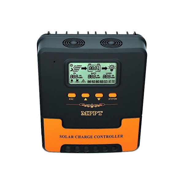 60A MPPT Solcelle Laderegulator 12V 24V Auto Adapterende Blysyre Lithium Batteri Opladningscontroller Black
