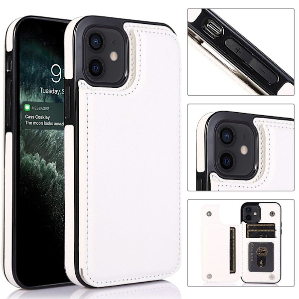 iPhone 12 - Praktiskt Stilfullt Fodral med Korthållare Svart Svart