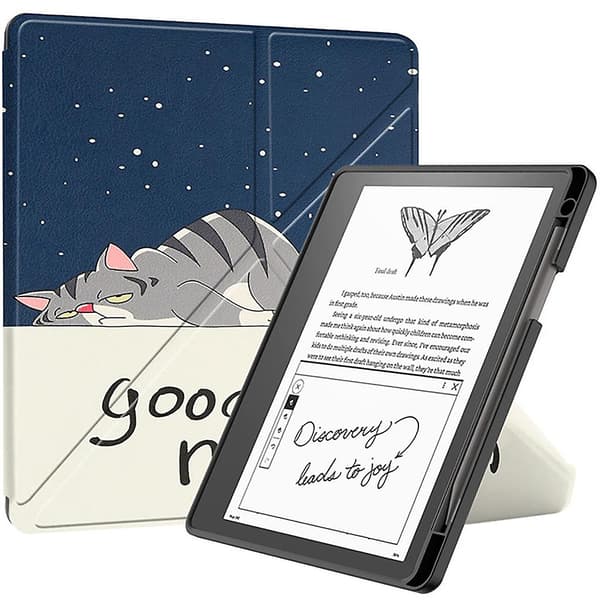 [KK] Beskyttelse til Kindle Scribe 2022 10,2 tommer, foldbart stativ, blødt PU-læder Cat