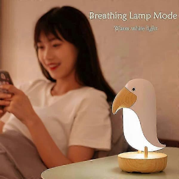 Nattlys for barn, Bluetooth LED-bordlampe, oppladbar neshornfugldesign - Hvit Basic