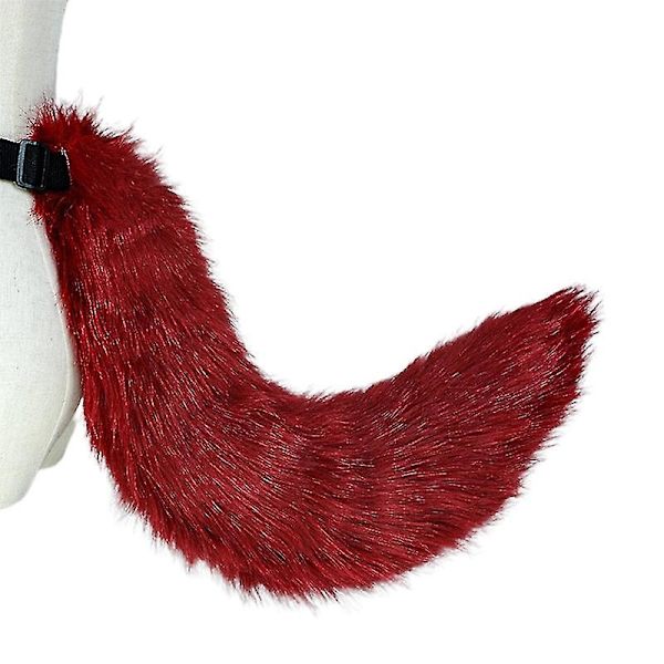 Flexibel konstgjord päls katt kostym svans cosplay Halloween jul fest C Wine red