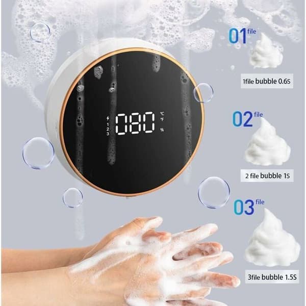 Tvåldispenser - LARGEIGHT - Väggmonterad, uppladdningsbar - Temperaturdisplay - Barnvänlig - 2000 mAh