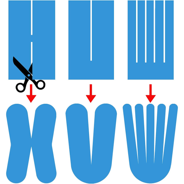 3 ruller med kinesiologitape 5m x 5,0cm Ulike farger E-bok applikasjon