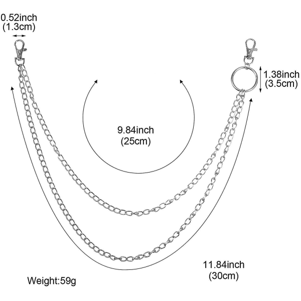 Split Jeans Chains, Lommebok-kjede, Lommekjede med Beltekjeder Hip Hop Buksekjede