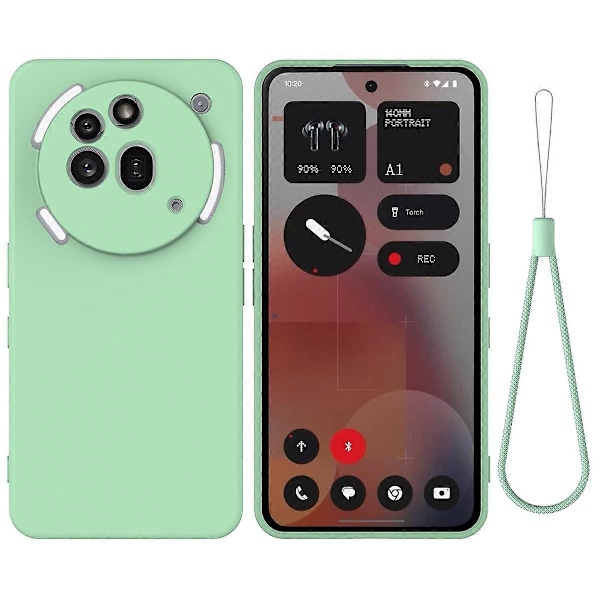 For Nothing Phone (3a) Pro Flytende Silikon Deksel Telefon Bakdeksel med Håndstropp - Multicolor Green