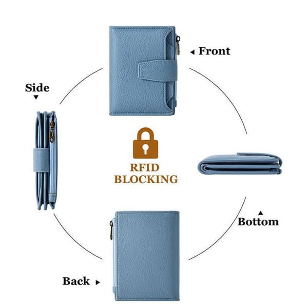 Damplånbok - XJYDNCG - med RFID-blockering - PU-läder - Blå