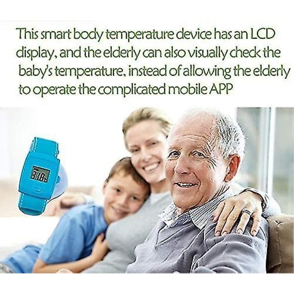 Lcd Bluetooth barntermometer för barn, digital febertermometer används med mobilapp Barnkläder Smart Bluetooth kroppstemperaturövervakning Wristba