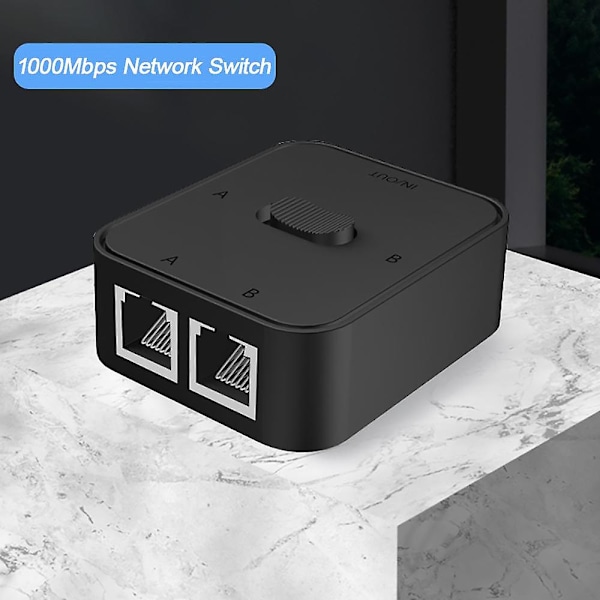 1000 Mbps 2 i 1 Ethernet Splitter Adapter Lan RJ45 Splitter Connector Cat 6 Netværksforlænger rj45 Switch Kobler til PC Laptop TV Boks Router black