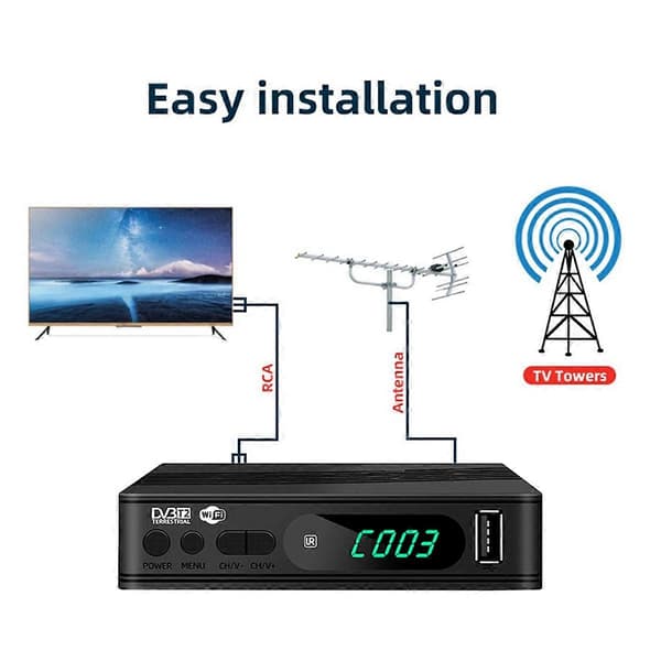 DVB-T2 TV-tuner Terrestrisk Satellitt TV-mottaker Digital TV-dekoder HEVC DVBT2 264 HD TV-bokser USB Set Top Box EU-plugg