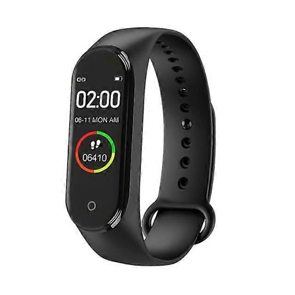 M4 Älykello Miehet Naiset Fitness Älykäs Rannekoru Urheiluranneke Syke Verenpaineen Mittari Vedenpitävä Monitoimikello Black