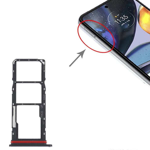 För Motorola Moto G22 SIM-kortfack + Micro SD-kortfack Black