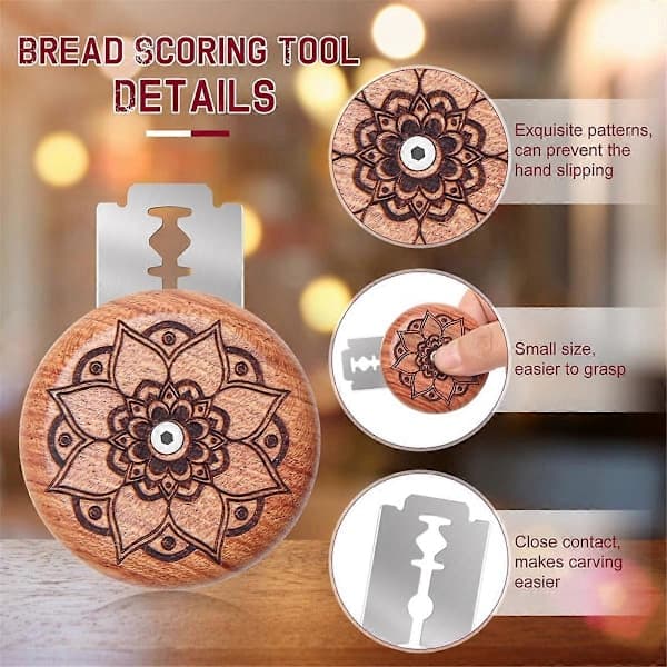 [KK] Bread Scoring Tool, Bread Lame Compatible with Sourdough Bread, Wooden Bread Lame, Dough Scoring Tool