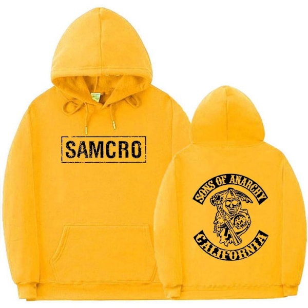 Sons Of Anarchy Samcro Hoodie Dobbeltsidig Trykt Hoodie Trøje Top Gul Gul Yellow 3XL