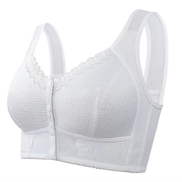 Moona BH för äldre kvinnor Charm BH Knäppning fram Bekväm BH med full täckning 36 White