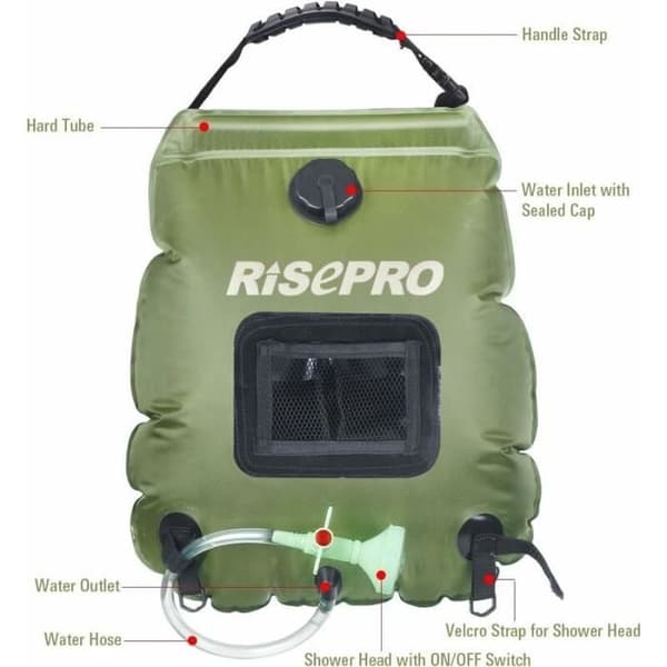 Solbruserpose, 20 liter, camping, 45°C, vandring, bjergbestigning
