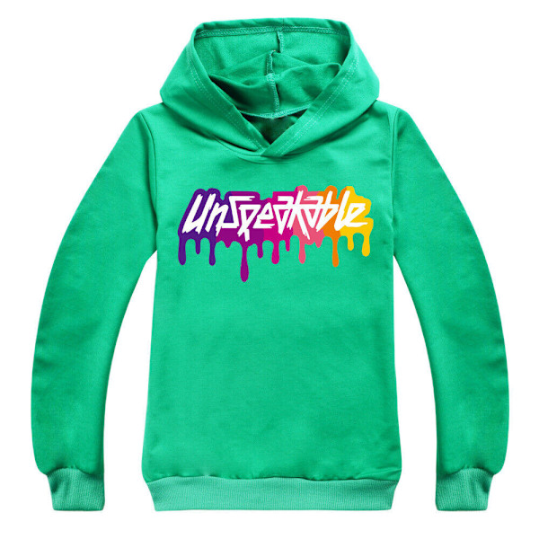 UNSPEAKABLE Trykt Hoodie Børn Langærmet Sweatshirt Top Grøn green 130cm
