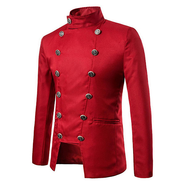 YOUTHUP Formell dress for men, dobbeltspent, ensfarget, dobbeltspent retro bryllupssceneantrekk Red L