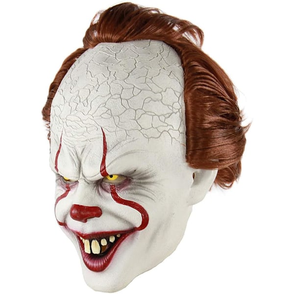 LePyCo's Stephen King's It Maske med Skremmende Blodig Munn og Hår Pennywise Klovn Skummel Halloween Kostyme