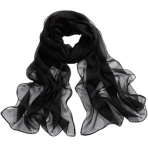 Flickor Kvinnor Lång Mjuk Tunn Wrap Lady Sjal Chiffon Scarf Strand Scarves Bk