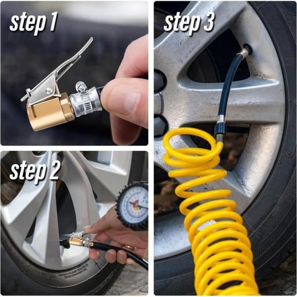 Pneumatisk chuck - Universal - 2 oppblåsersett - Adapterklips - Rustfritt stål - 250 PSI