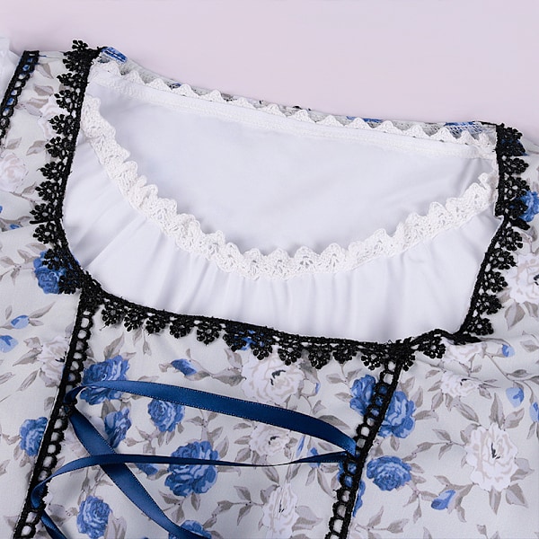 Oktoberfest-kostymfestkläder Cosplay Maid Wear V-ringad klänning Blå blå blue XXL