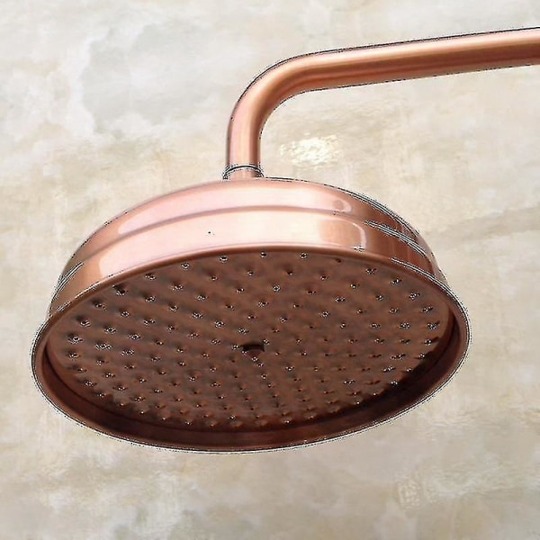 8 Inch Red Copper Antique Brass Round Shower Head: Elegant Bathroom Fixture