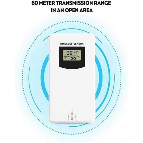 Værstasjontilbehør, trådløs sensorprobe utendørs temperaturmåler erstatningssensor + 2 AA-batterier
