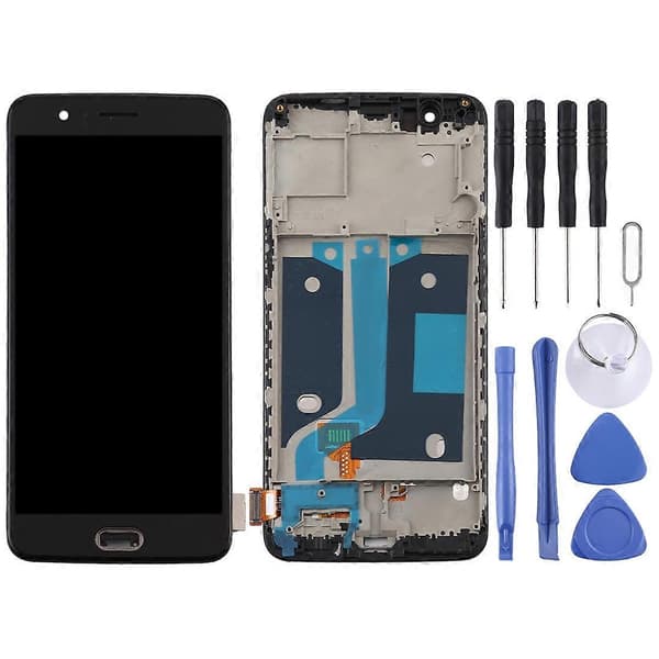 Til OnePlus 5 A5000 TFT Materiale LCD-skærm og Digitizer Fuld Samling med Ramme