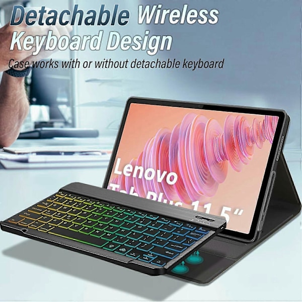 RGB-P11.5 För Tab Plus 11.5 Tum 2024 (TB351FU) RGB Bakgrundsbelyst Bluetooth-kompatibelt Tangentbord Läderfodral