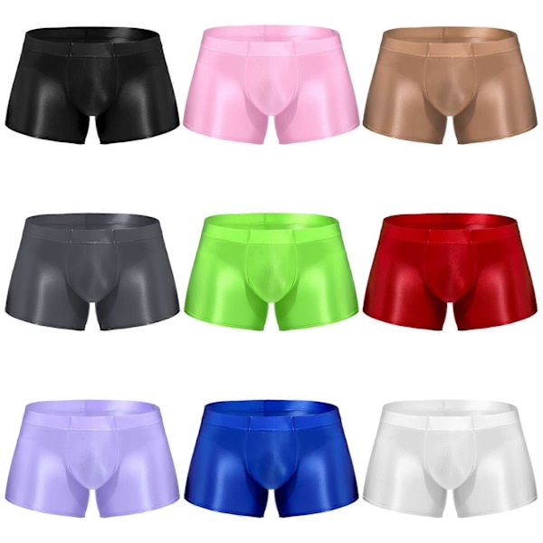 Herr Glansiga Boxerkalsonger Underkläder Låg Midja Underbyxor Poolparty Beachvolleybollshorts Strandkläder black M
