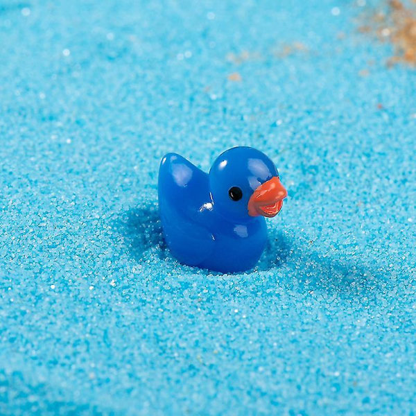 200st Mini Gula Ankor Ankungar Tiny Duckies Trädgård Landskap Akvarium Dockhus Krukväxter Dekoration 7färg Blue