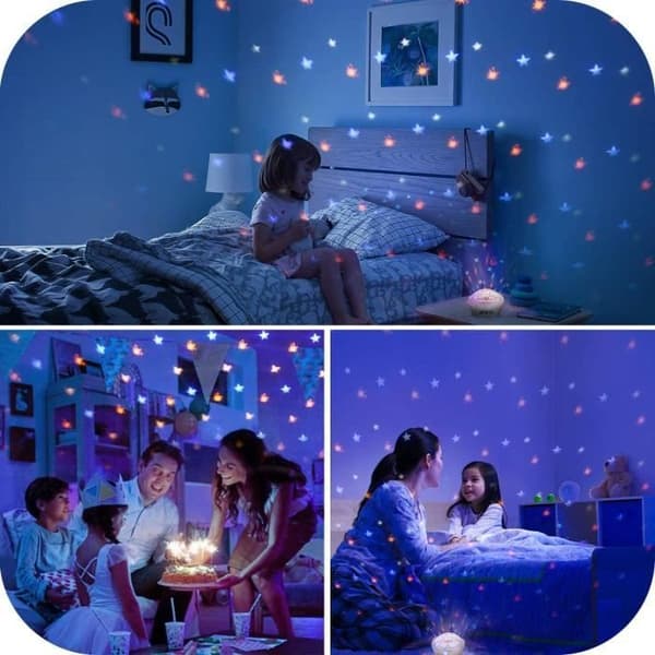 LED Stjernehimmel Nattlysprojektor med Timer og 4 Dynamiske Projeksjonsmoduser - Hvit - 0.25kg