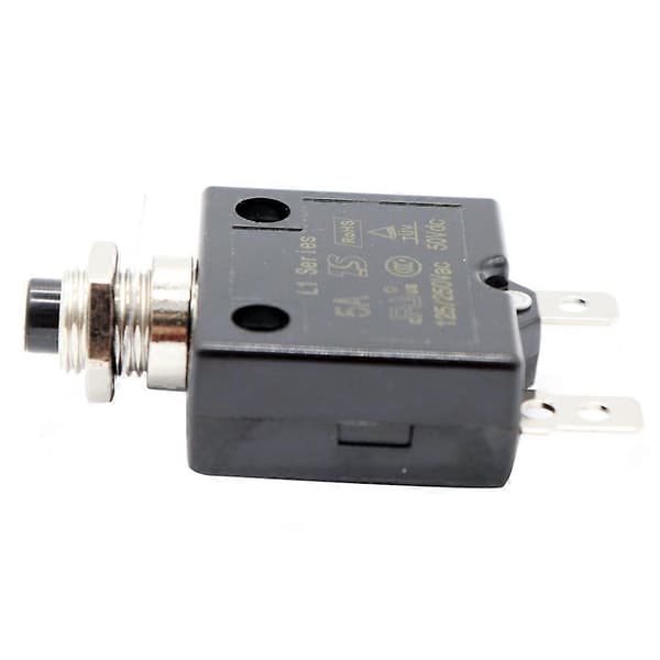 1X 5A effektbryter 12V/24V knapp tilbakestillbar termisk effektbryter panelmontering med vanntett Black
