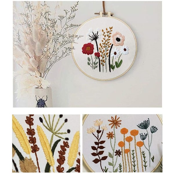 DIY Blomstermønster Broderikit Sirkelbroderi Korssting S301