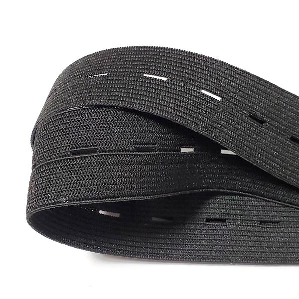 [KK]Elastic buttonhole tape, practical and versatile black, w Bredd: 2cm