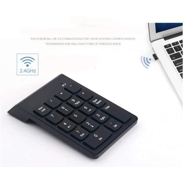 Mini trådløst numerisk tastatur med 18 taster, USB 2.0 4GHz, for bærbare datamaskiner, kompatibelt med Windows, Mac og Linux.