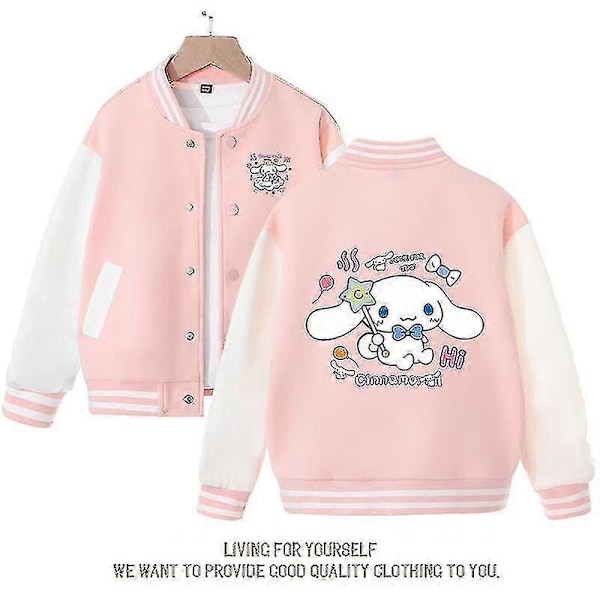 Kevät/syksy Sanrio Lasten Takki Cinnamoroll Takit Söpö Anime Sarjakuva Kawaii Löysät Urheilu Baseball Vaatteet Syntymäpäivälahja Apricot color 110